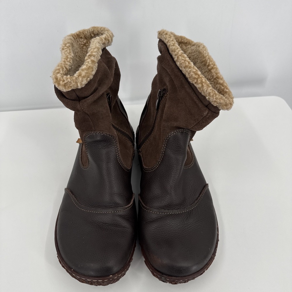 El Naturalista Nido Booties Women's Size 40 Brown Suede & Leather Sherpa Lined - Picture 2 of 13